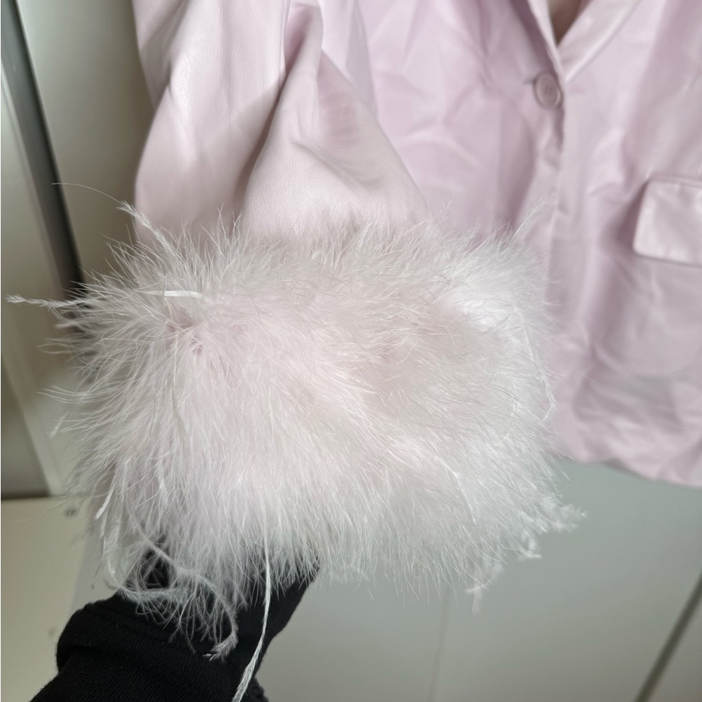 Lamarque Galia Feather Trim Blazer Pink Parasol - M/L - Picture 4 of 12